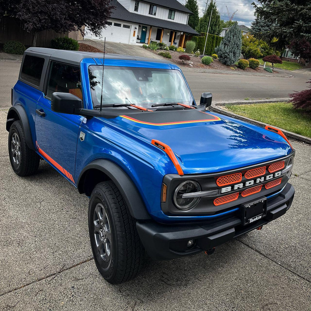 Retro Stripes Hood Overlay (Matte or Gloss) - 2021+ Bronco StickerFab