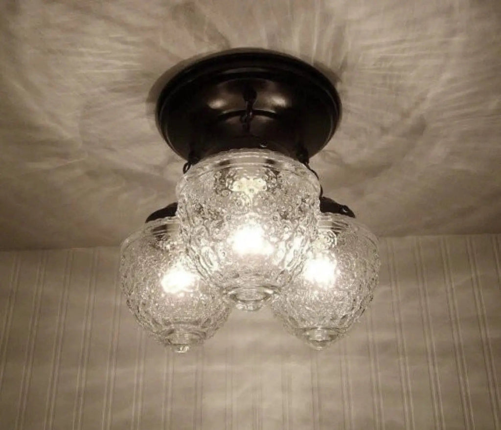 Antique Acorn Glass Ceiling Light | 3-Light Chain Trio The Lamp Goods