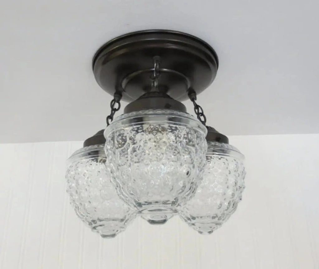 Antique Acorn Glass Ceiling Light | 3-Light Chain Trio The Lamp Goods