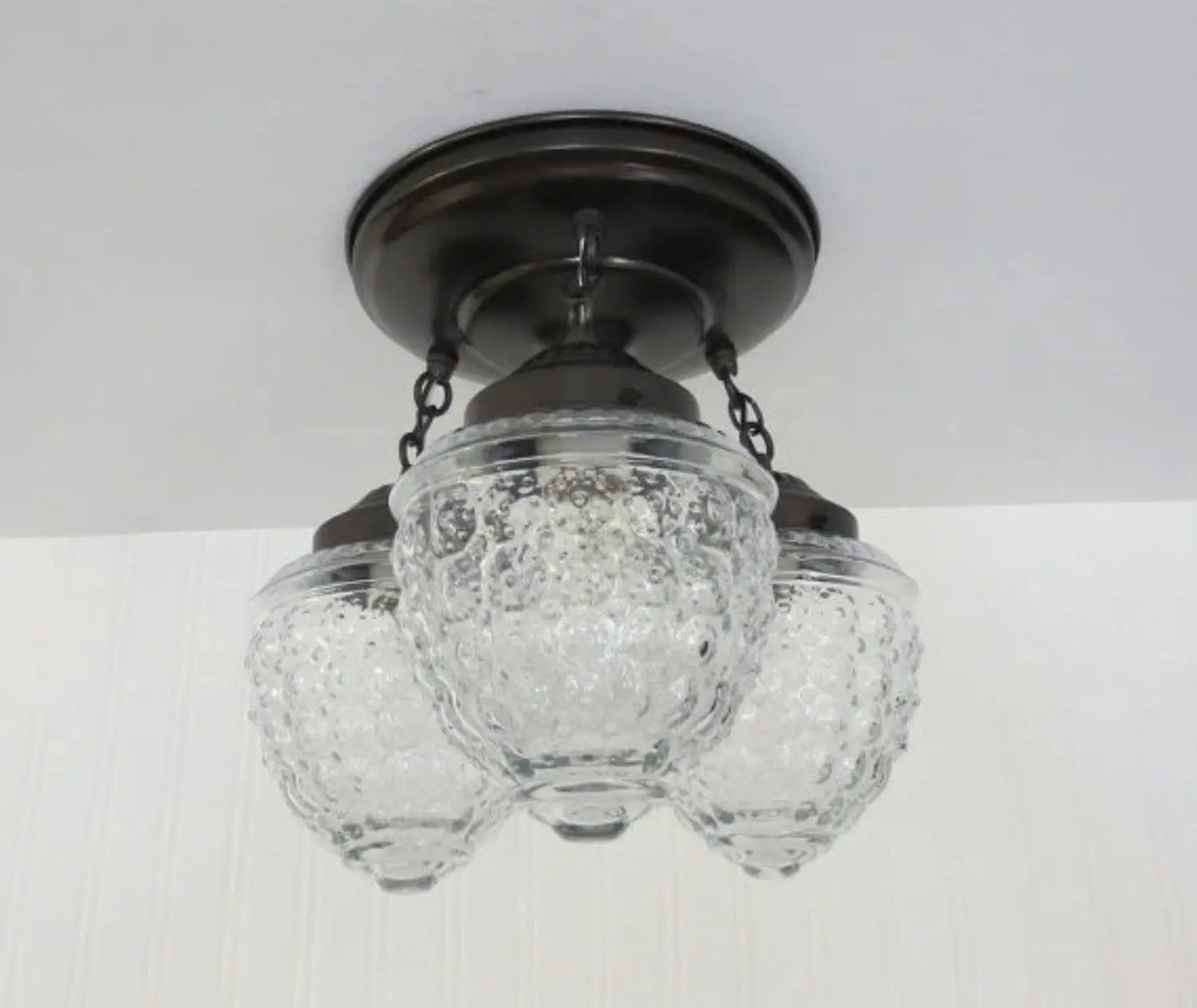 Antique Acorn Glass Ceiling Light | 3-Light Chain Trio The Lamp Goods