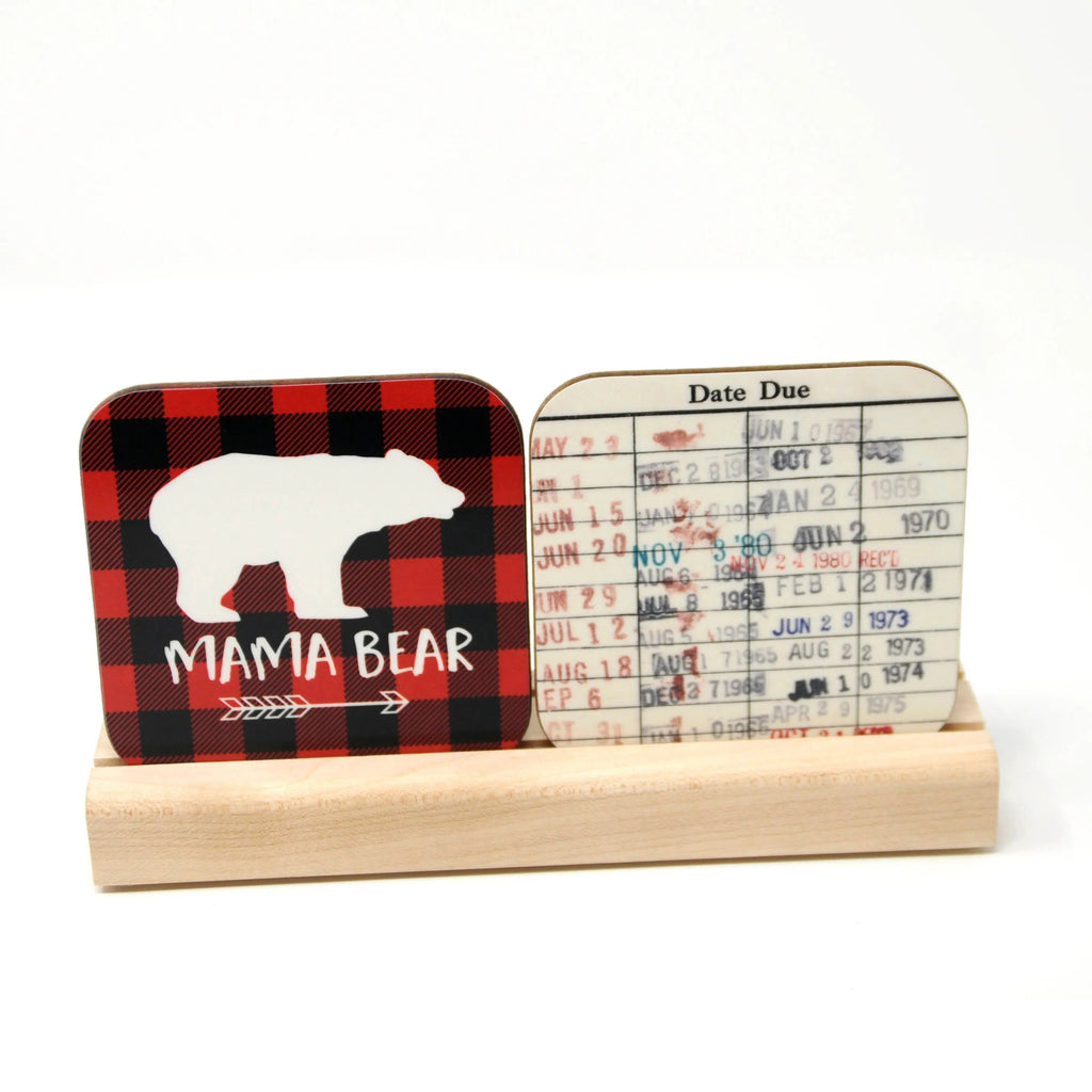 Library Card Coaster - Librarian Gift Set of Coasters - Reading Reader Book - Vintage Library Due Date Card Joyful Moose