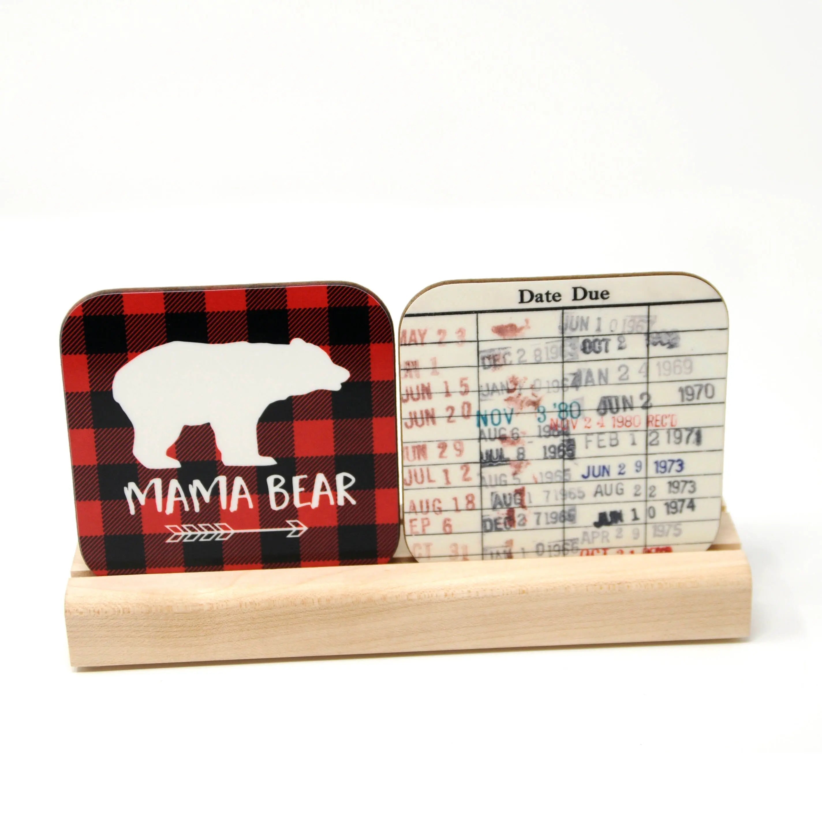 Library Card Coaster - Librarian Gift Set of Coasters - Reading Reader Book - Vintage Library Due Date Card Joyful Moose