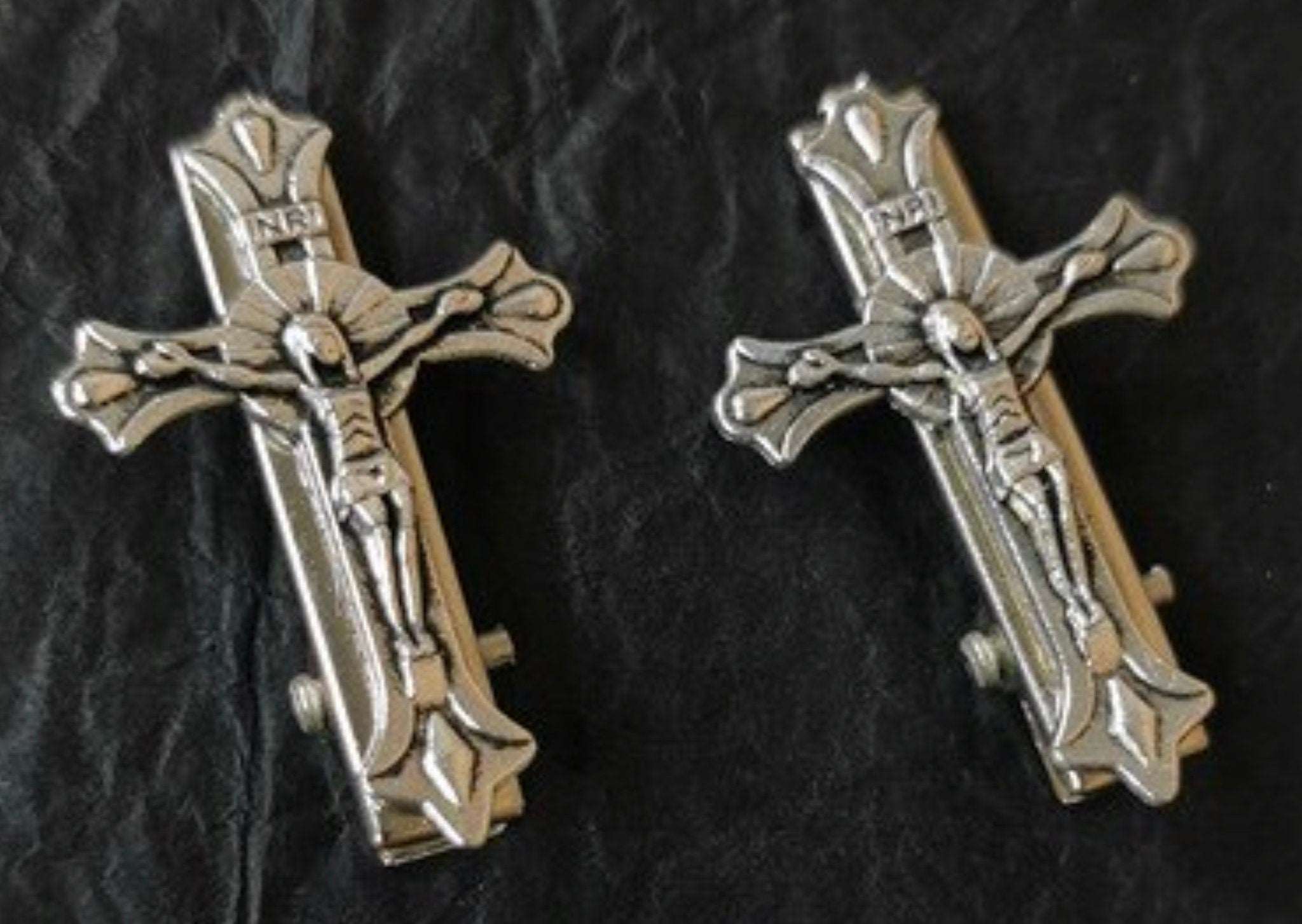 cross crucifix hair clips mini clip barrettes vintage silver crosses hairpin jewelry hairstyles accessories jewellery Saint Michaels Jewelry