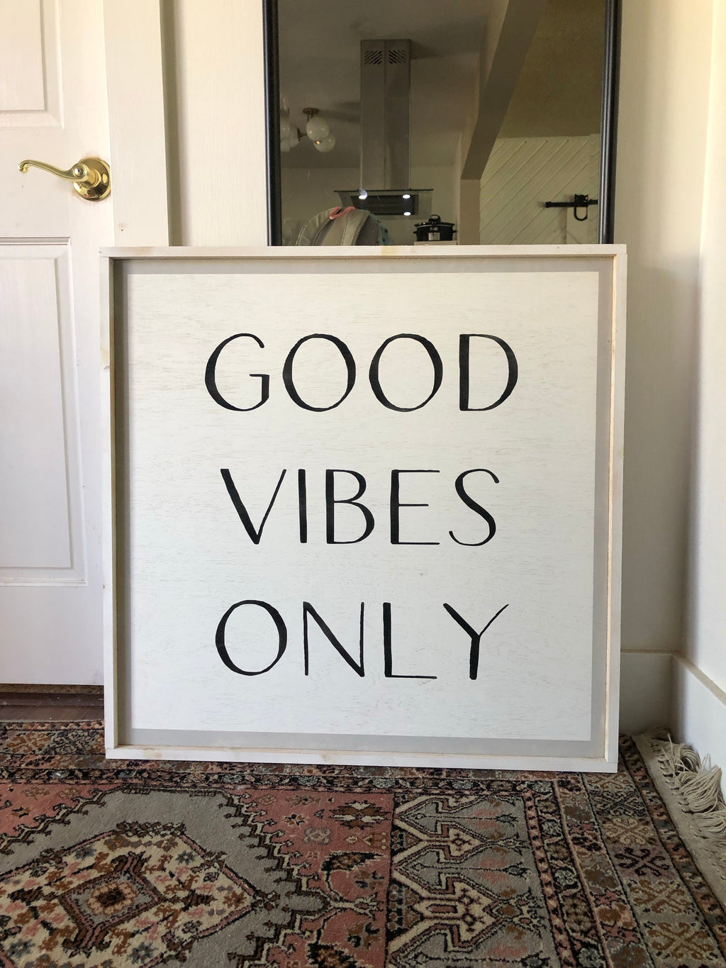 Good Vibes Only framed wood signs for home boho room decor Salted Words, LLC