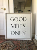Good Vibes Only framed wood signs for home boho room decor Salted Words, LLC