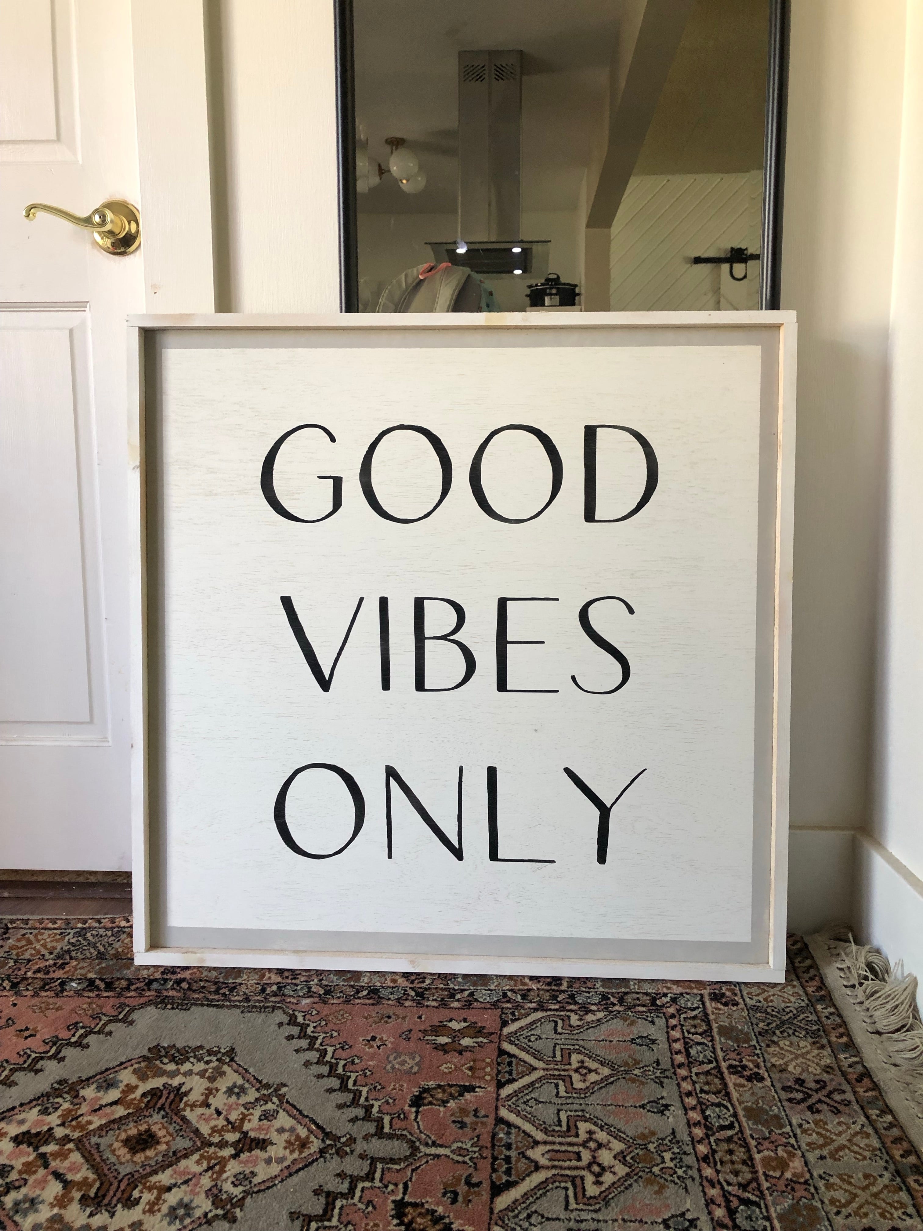 Good Vibes Only framed wood signs for home boho room decor Salted Words, LLC