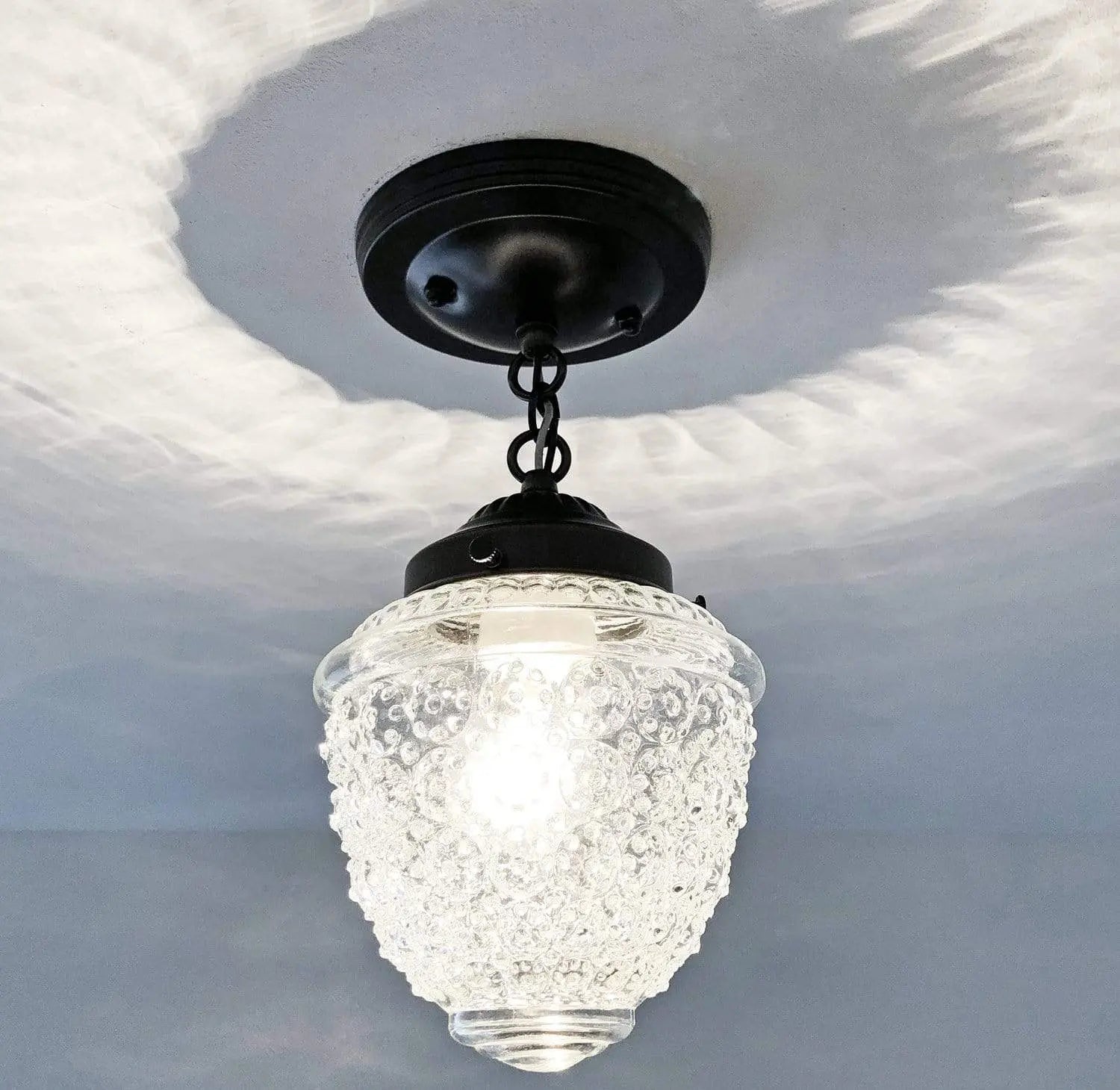 Antique Acorn Glass Ceiling Light with Chain | 6″ The Lamp Goods