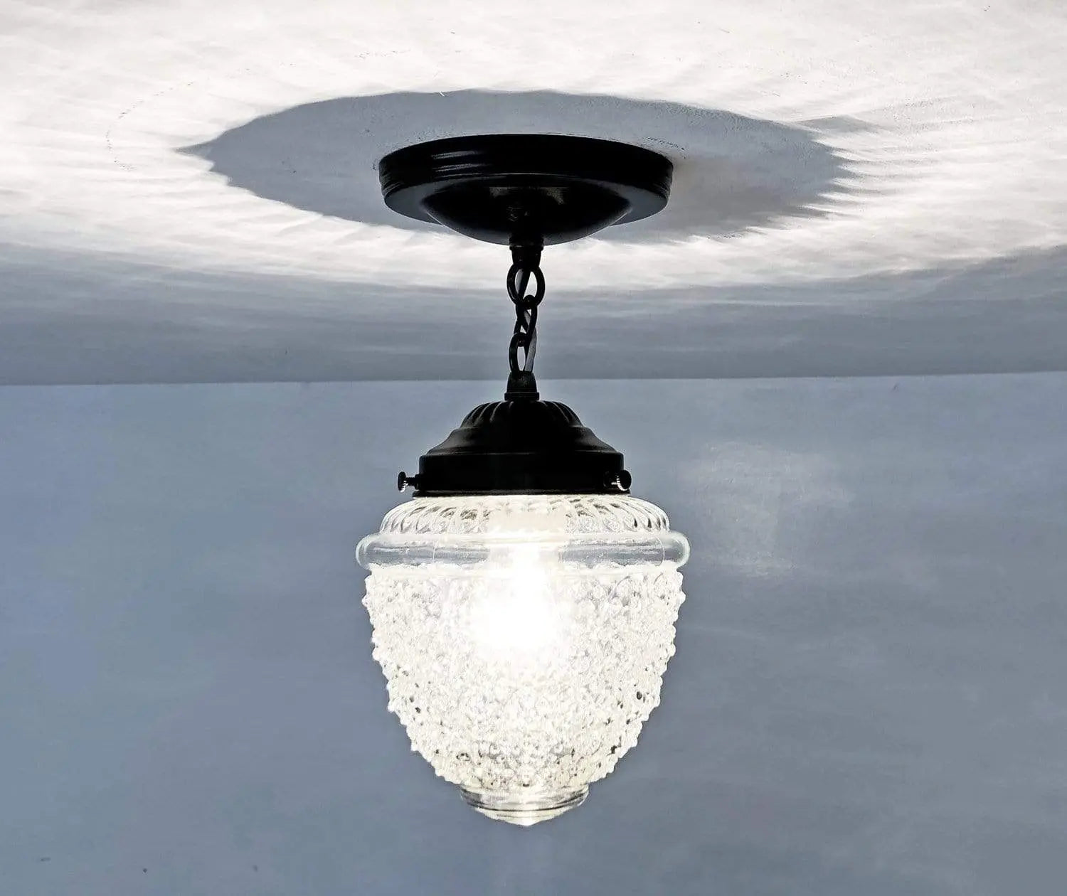 Antique Acorn Glass Ceiling Light with Chain | 6″ The Lamp Goods
