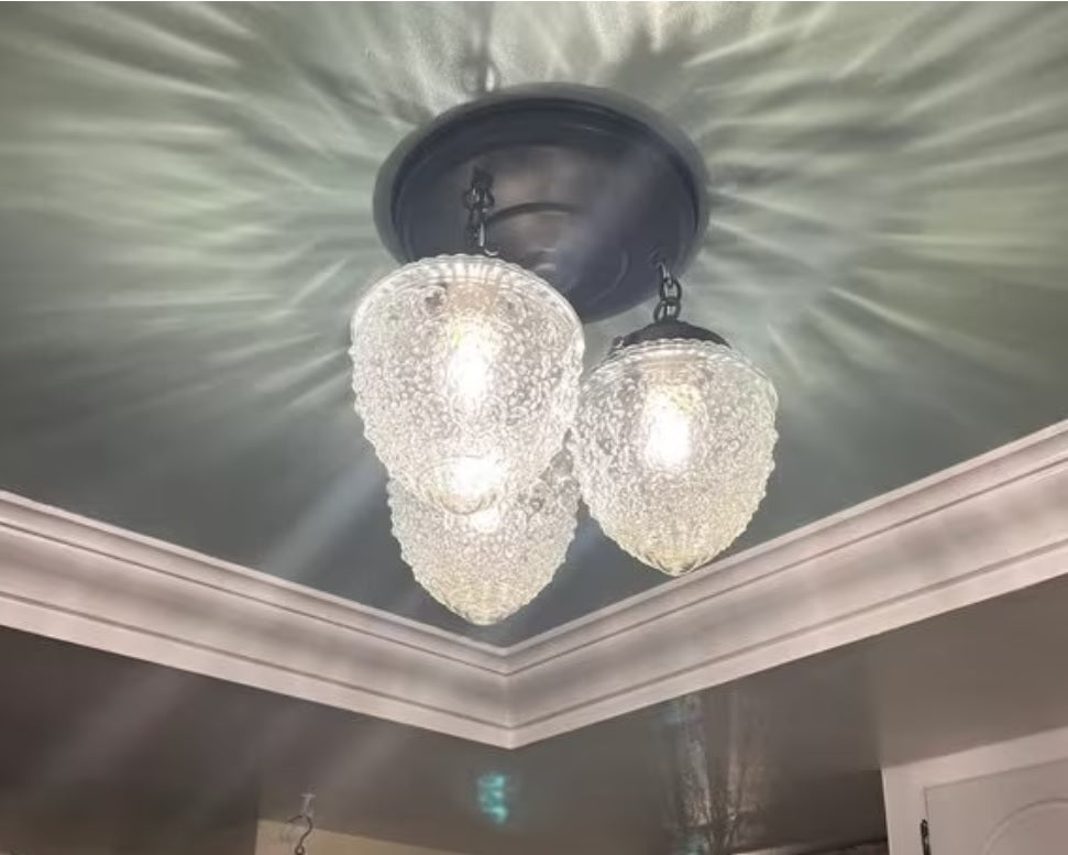 Antique Acorn Glass Ceiling Light | 3-Light Chain Trio The Lamp Goods