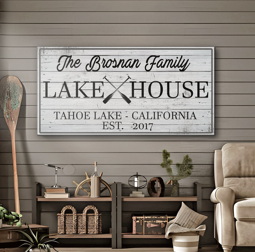 Family Lake House Paddle Sign Tailored Canvases