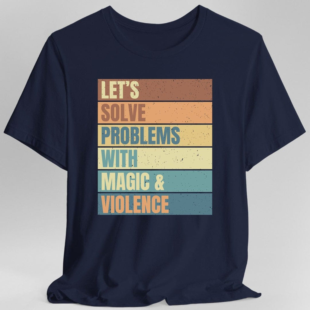 Let's Solve Problems With Magic & Violence Retro T-shirt Sunburst RPG