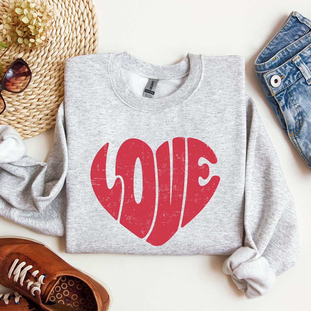 Retro Love Heart, Vintage, Sweatshirt, Valentine's Day Refinery No. 1
