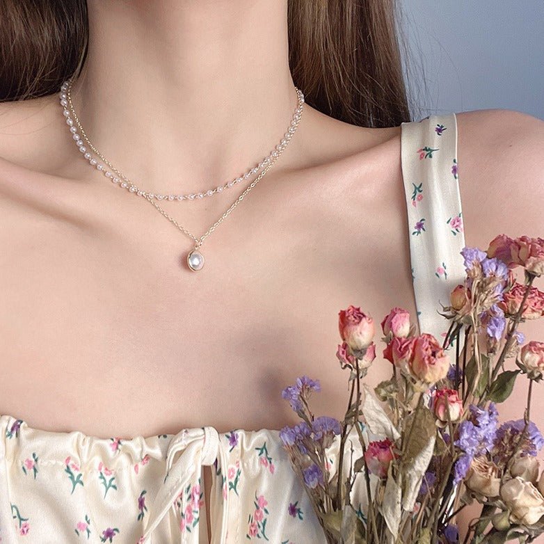 MAC174 Vintage Double Layered Pearl Necklace Mariam's Collection