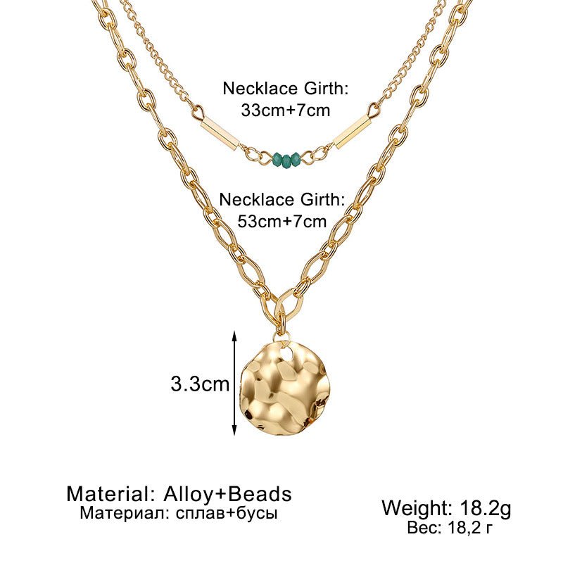 Vintage Double Layer Metal Disc Necklace(MAC211) Mariam's Collection