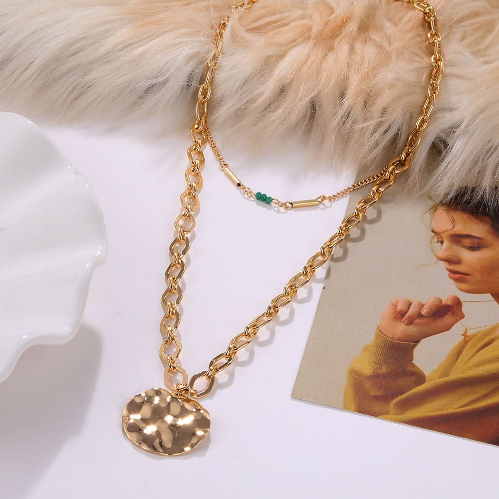 Vintage Double Layer Metal Disc Necklace(MAC211) Mariam's Collection