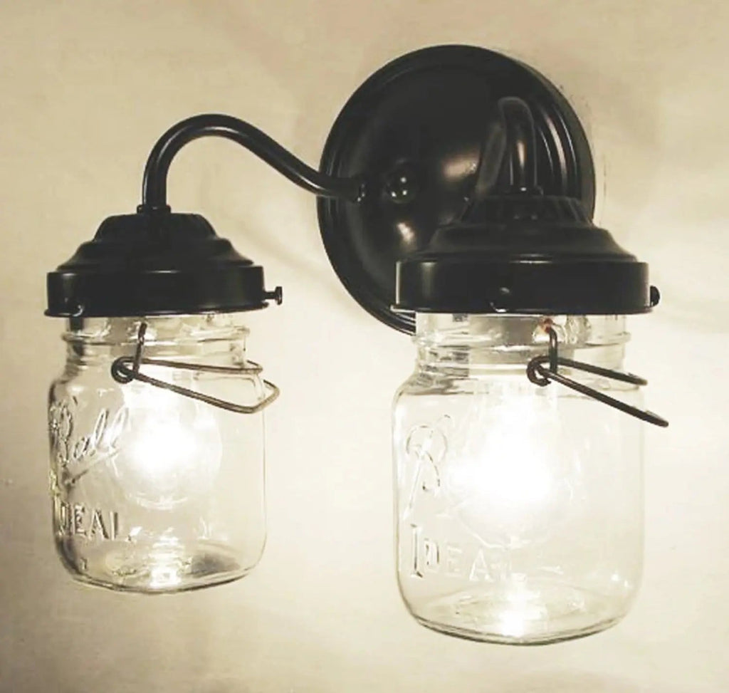 Mason Jar WALL LIGHT Double Sconce The Lamp Goods