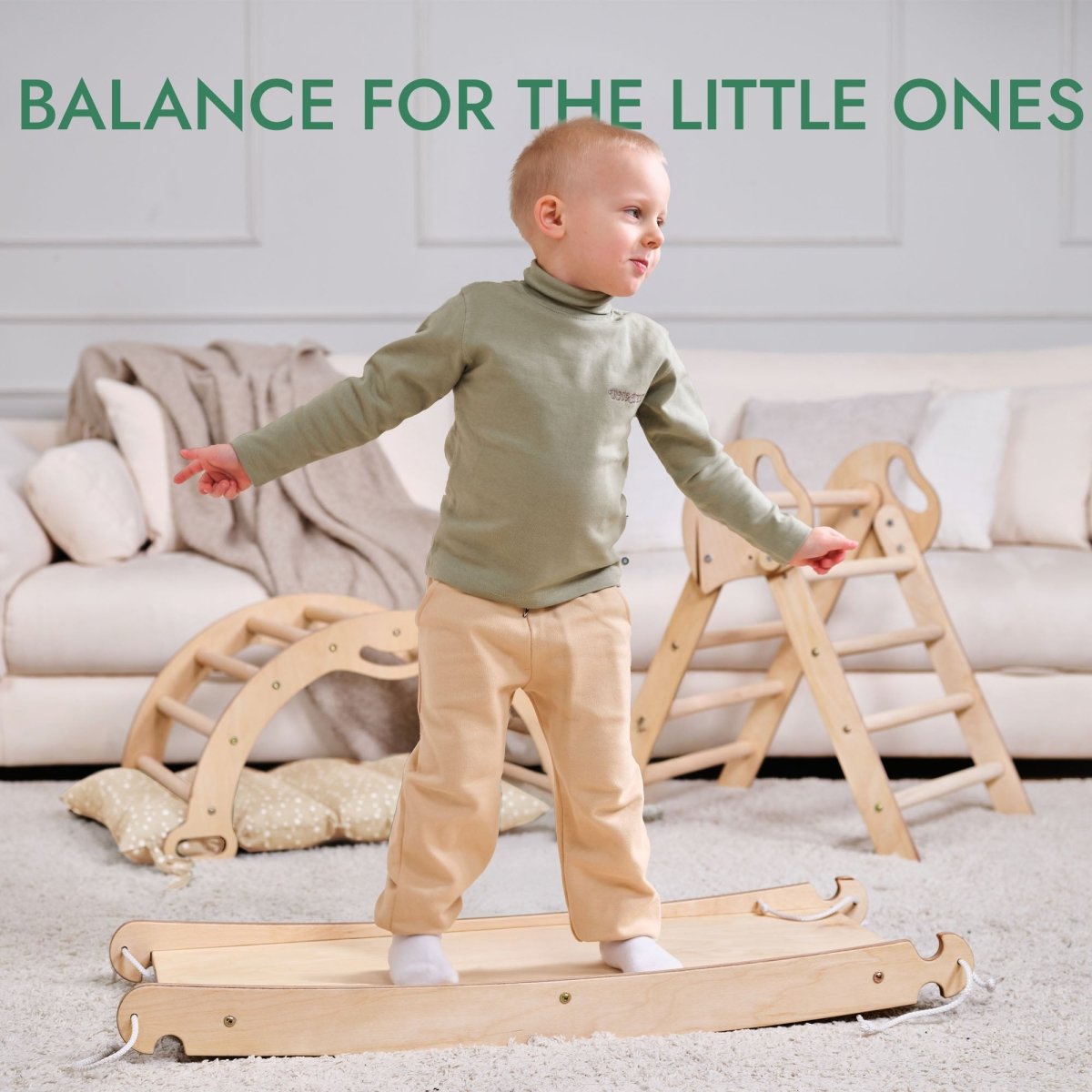 4in1 Montessori Climbing Set: Pikler Triangle, Arch, Slide Board, and Cushion for Toddlers (1–3 Years) Goodevas