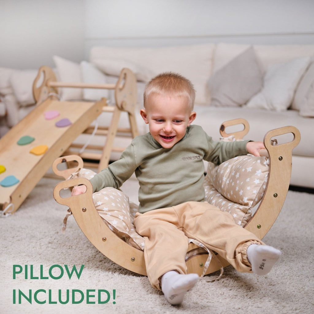 4in1 Montessori Climbing Set: Pikler Triangle, Arch, Slide Board, and Cushion for Toddlers (1–3 Years) Goodevas