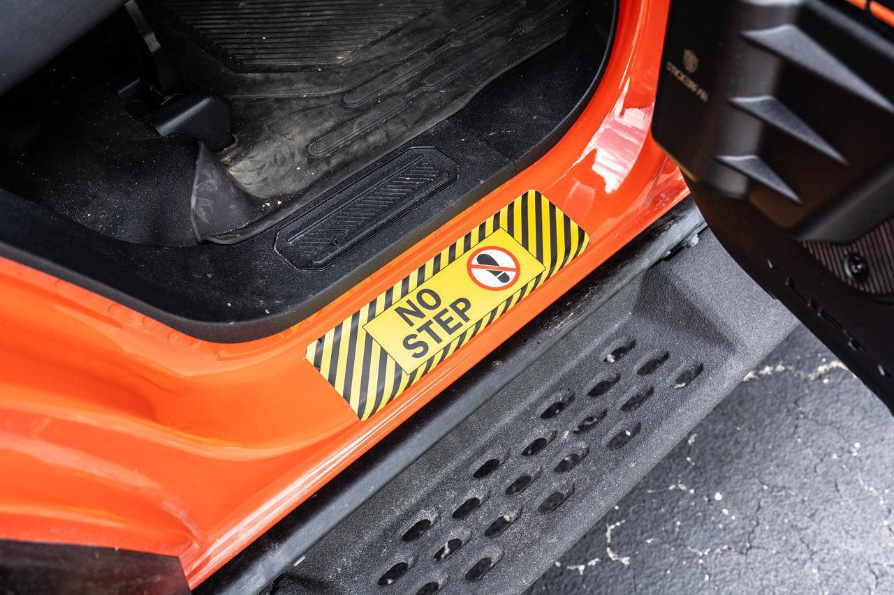 "No Step" Door Sill Protectors - 2021+ Bronco 2/4 Door StickerFab