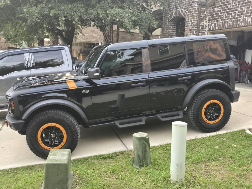 Topo Hardtop Side Window Overlays - 2021+ Bronco 4 Door StickerFab