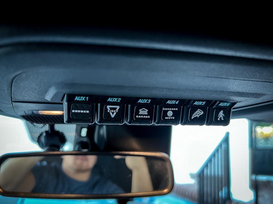 Printed Series Auxiliary Switch Labels (Upfitter) - 2021+ Bronco / F-150 Tremor / F-150 Raptor / Ranger Tremor / 2023+ Super Duty / 25+ Bronco Sport StickerFab