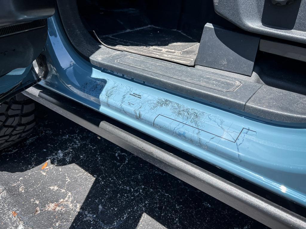 Printed Series Door Sill Protectors - 2021+ Bronco 2/4 Door StickerFab