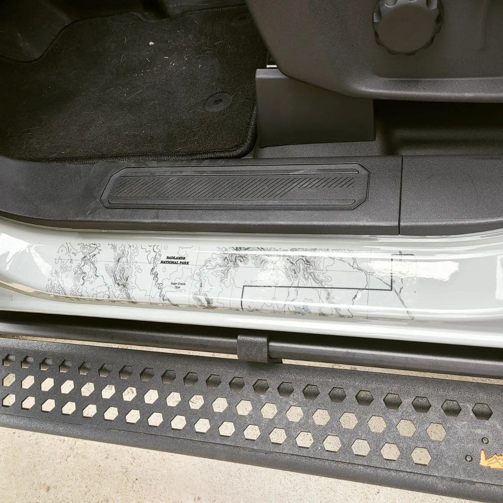 Printed Series Door Sill Protectors - 2021+ Bronco 2/4 Door StickerFab