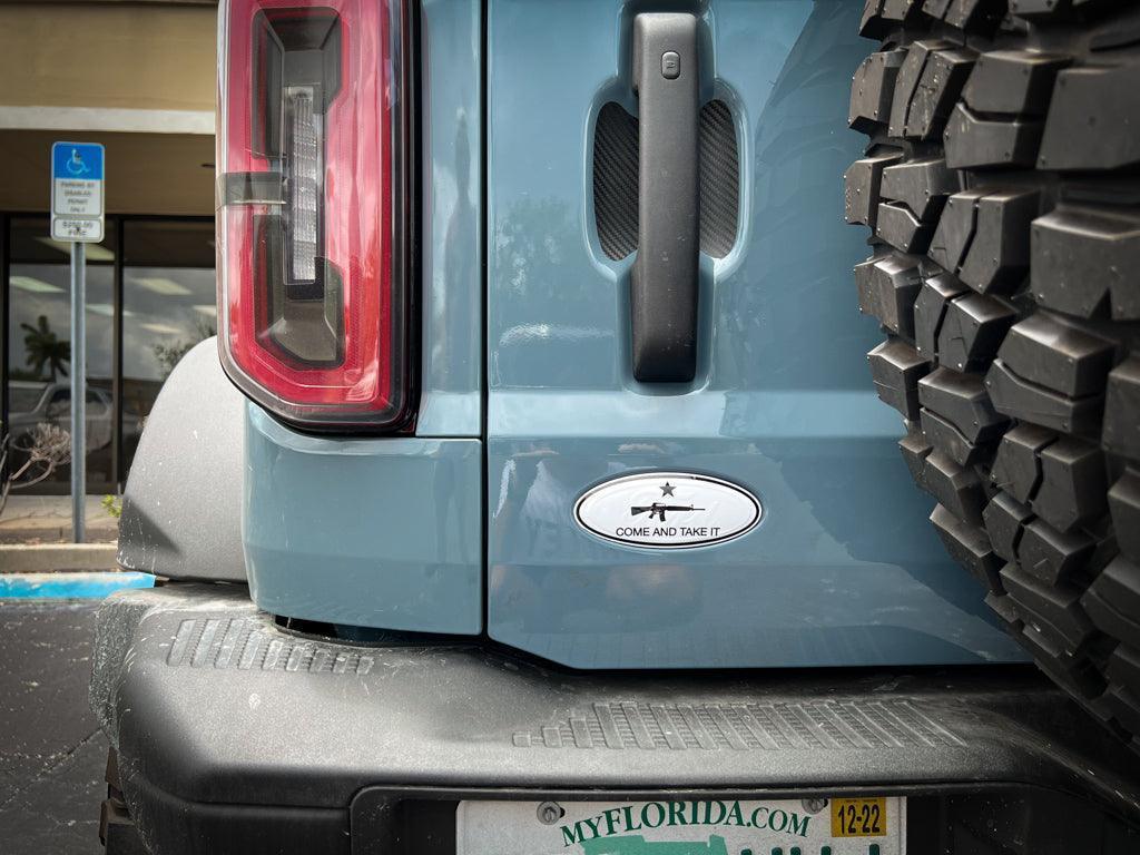 Printed Series Ford Bronco Rear Oval Emblem Overlays (Full Print) - 2021+ Bronco / Bronco Sport StickerFab