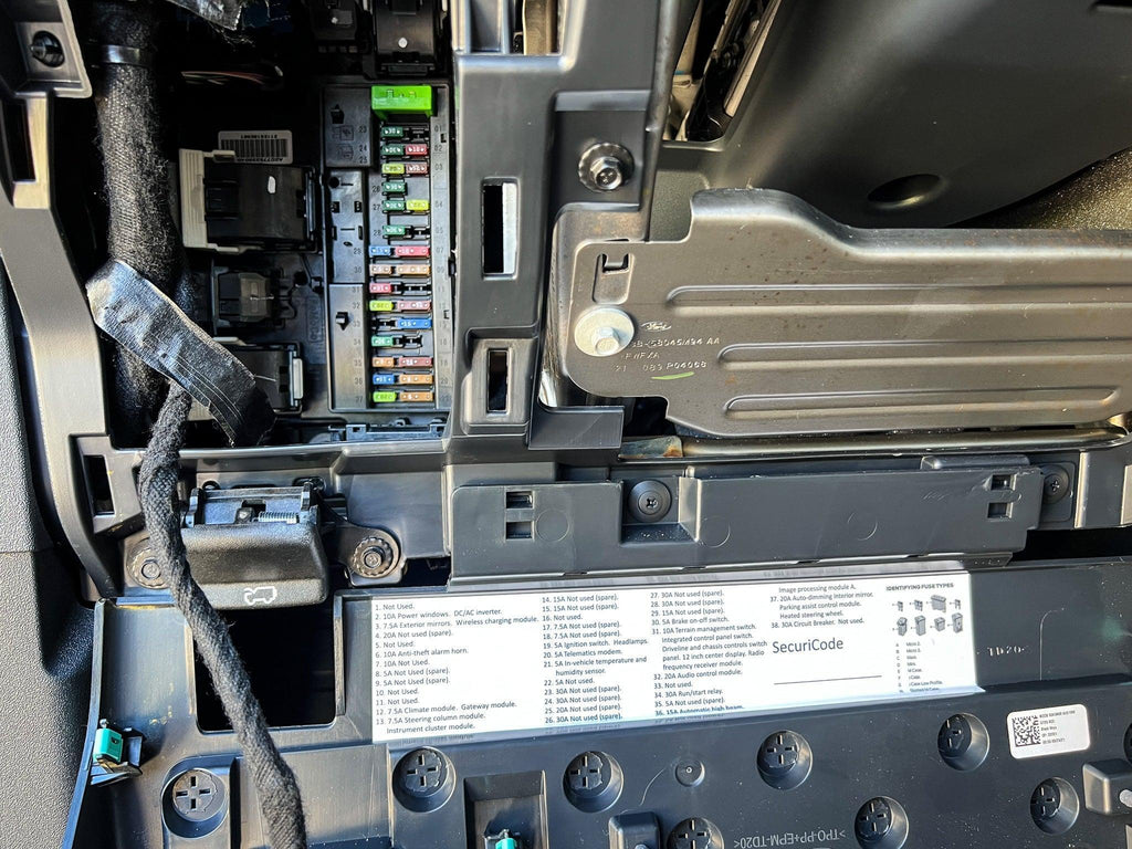 Printed Series Interior Under Steering Wheel Fuses Label - 2021+ Bronco StickerFab