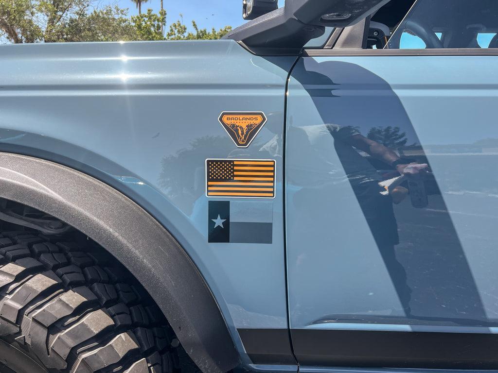 Printed Series Texas Flag Fender Stickers - 2021+ Bronco / Bronco Sport / Jeep / Universal StickerFab