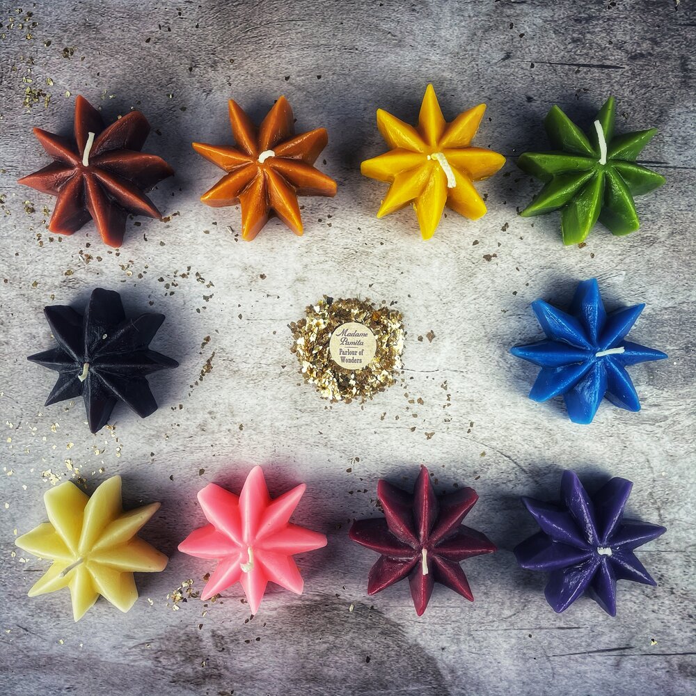 Beeswax Mystic Star Spell Candle - Manifestation & Spiritual Power Magic Parlour of Wonders
