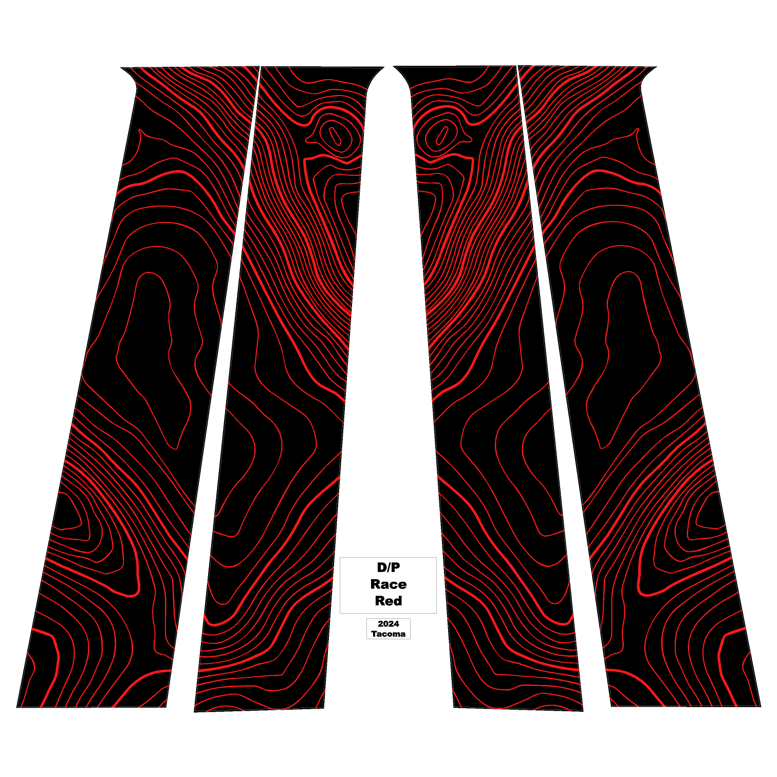 Topographic B Pillar Overlays - 2024+ Tacoma Double Cab / 2025+ 4Runner StickerFab