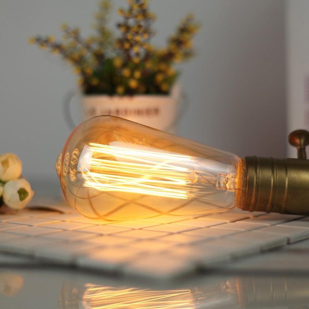 Retro Edison Light Bulb Filament Incandescent Ampoule Bulbs Antique Vintage Style Light Amber Warm Dimmable Vintage Edison Light Bulb For Table Lamp Restaurant Home Office Stevvex