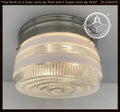 RETRO 1960's Antique DRUM Flush Mount Ceiling Light Brushed Nickel The Lamp Goods