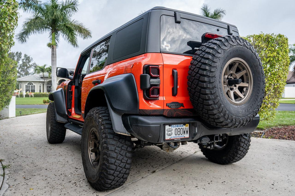 Safari Topo Lower Rear Tailgate Overlays - 2021+ Bronco StickerFab