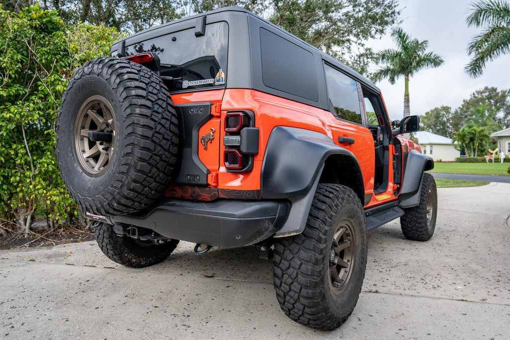 Safari Topo Lower Rear Tailgate Overlays - 2021+ Bronco StickerFab