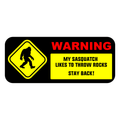 Sasquatch Throws Rocks 3" x 7" Bumper Sticker - Universal StickerFab