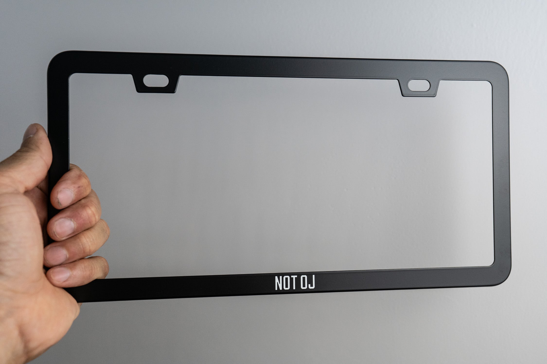 Slim "NOT OJ" License Plate Frame (Pair) StickerFab
