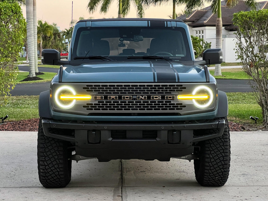 Smoked Signature DRL Bar Overlays - 2021+ Bronco (Signature Headlights) StickerFab