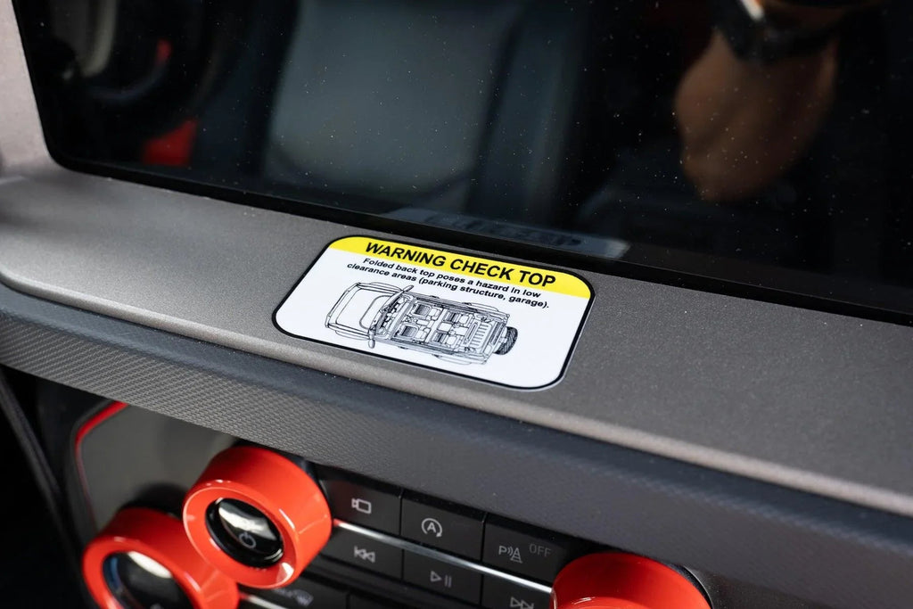 Soft Top Warning Labels - 2021+ Bronco StickerFab