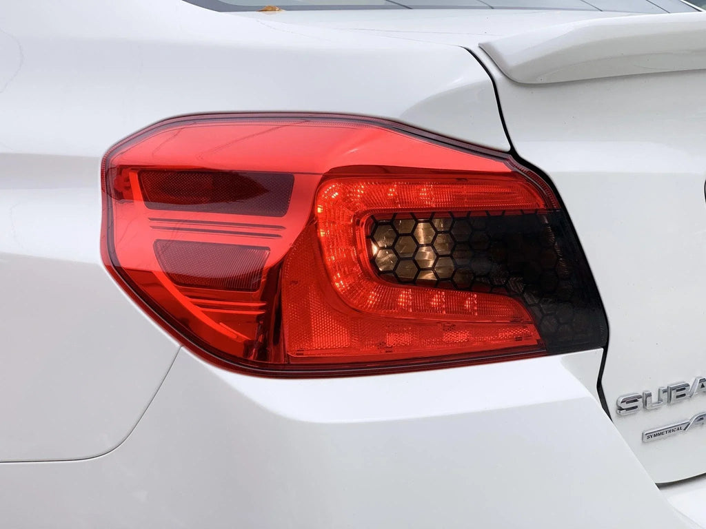 Special Edition Dark Smoke Honeycomb Tail Light Overlays - 2015-2021 WRX / STI StickerFab