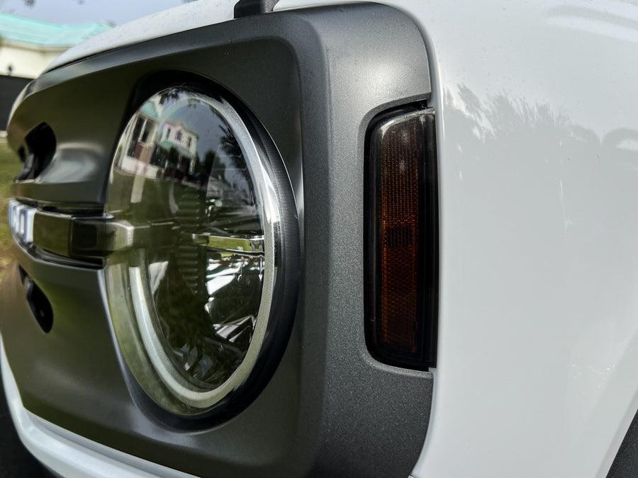 Standard Smoked Sidemarker Overlays (Front and Rear) - 2021+ Bronco (w/ Halogen Taillights) StickerFab