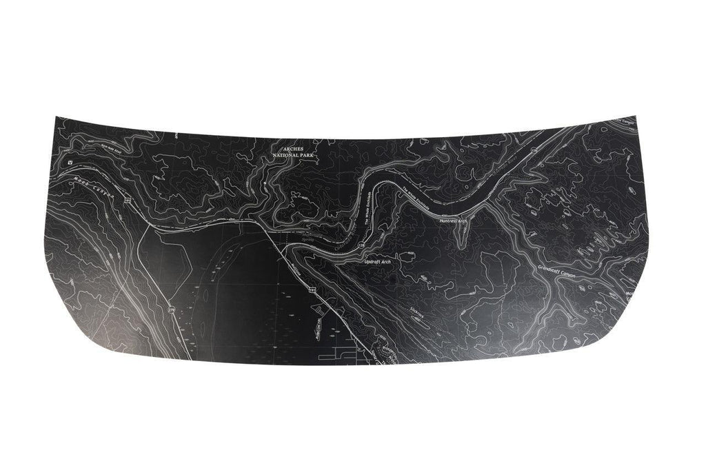 Stealth Black Arches National Park Topographic Map Hood Overlay (Printed Series) - 2021+ Bronco StickerFab