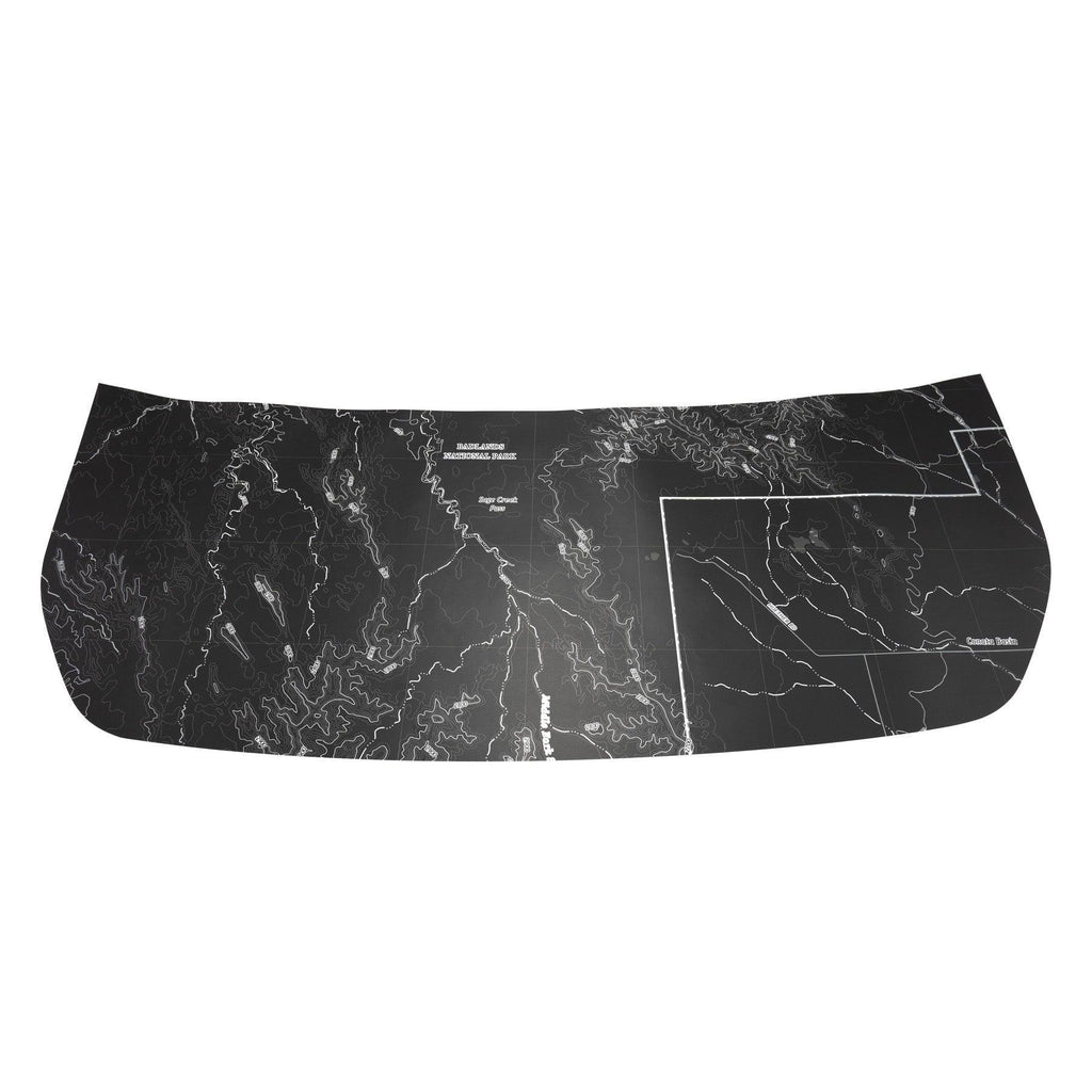 Stealth Black Badlands Topographic Map Hood Overlay (Printed Series) - 2021+ Bronco StickerFab