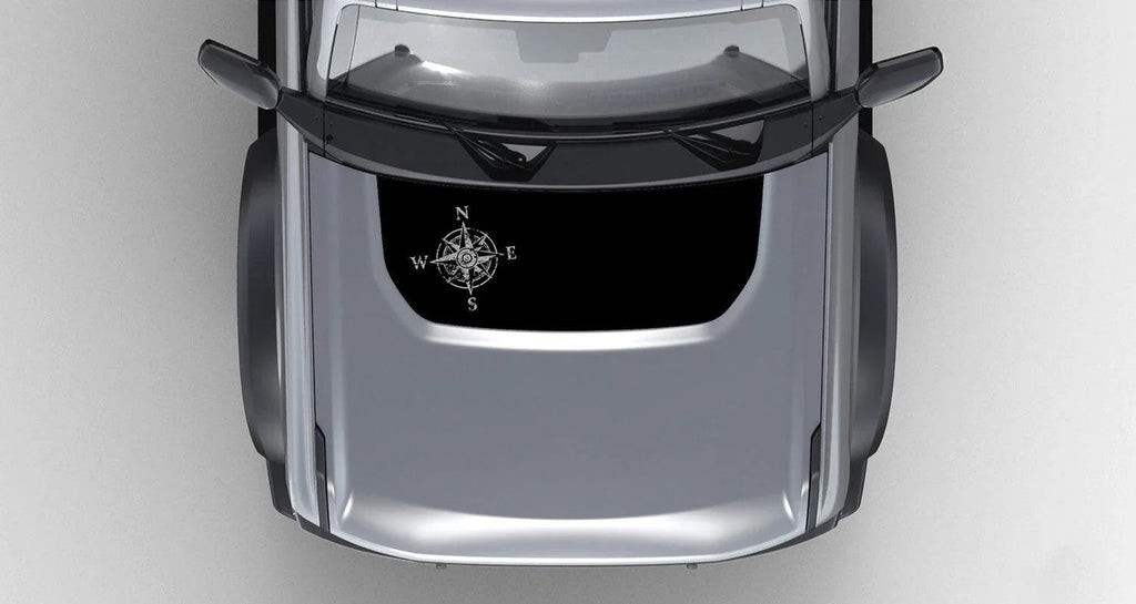 Stealth Black Compass Rose Hood Overlay (Printed Series) - 2021+ Bronco StickerFab