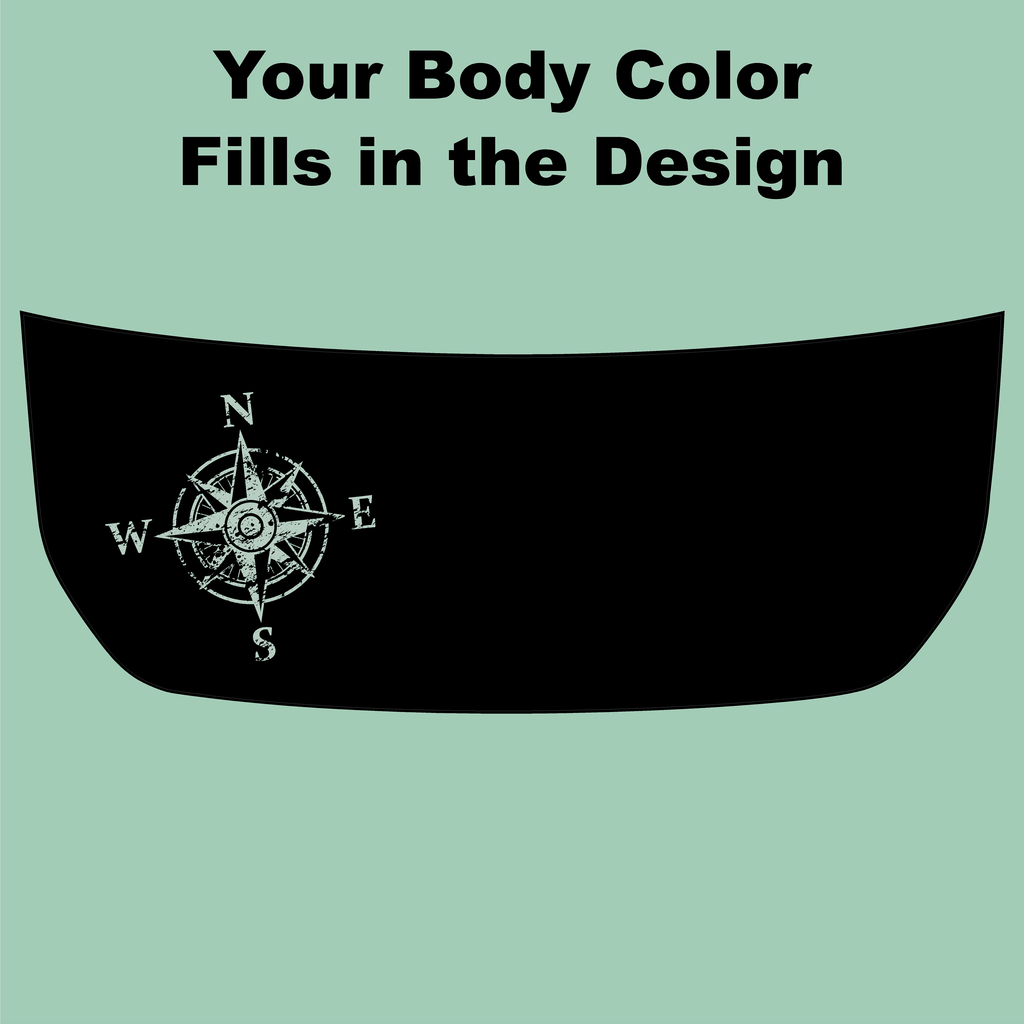 Stealth Black Compass Rose Hood Overlay (Printed Series) - 2021+ Bronco StickerFab