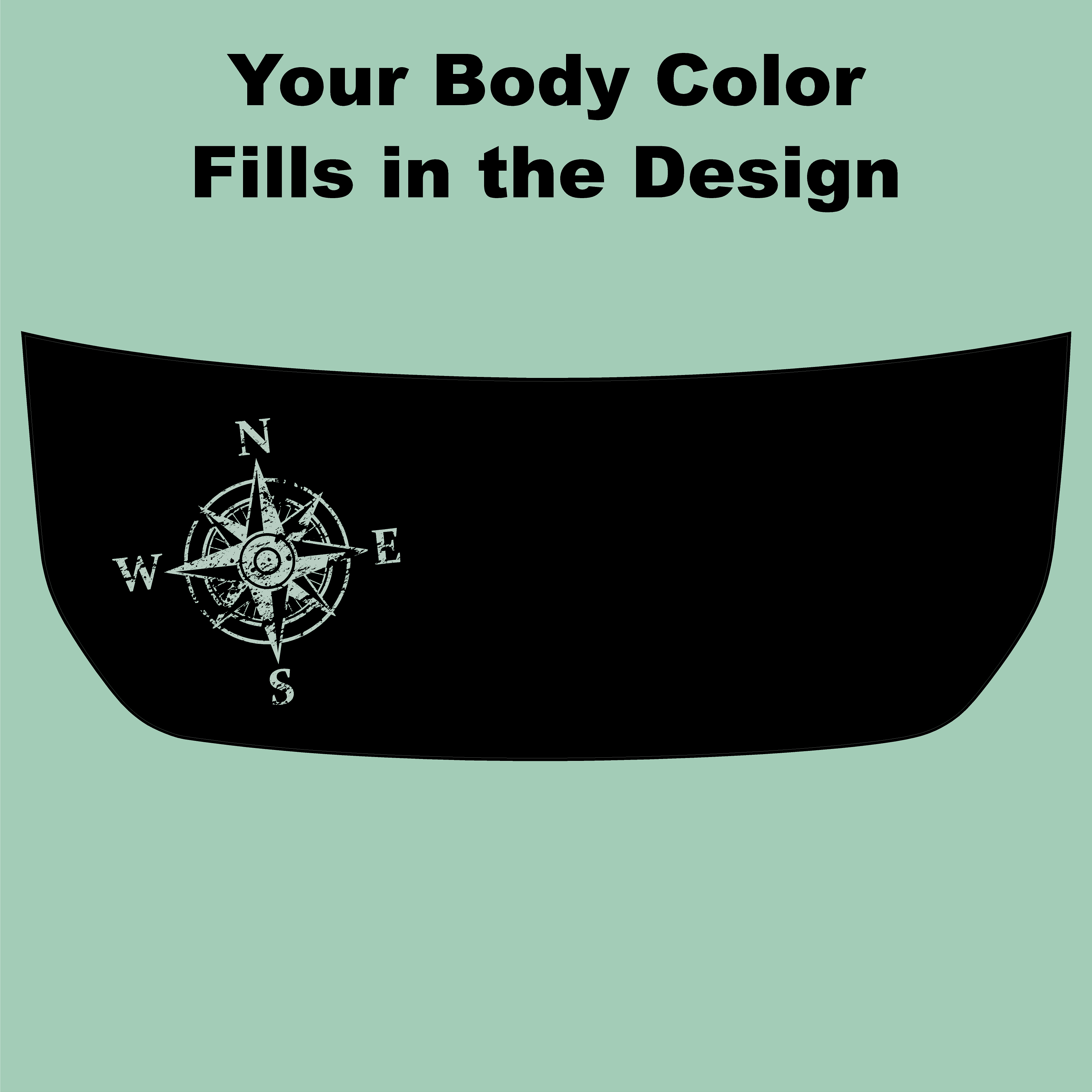 Stealth Black Compass Rose Hood Overlay (Printed Series) - 2021+ Bronco StickerFab
