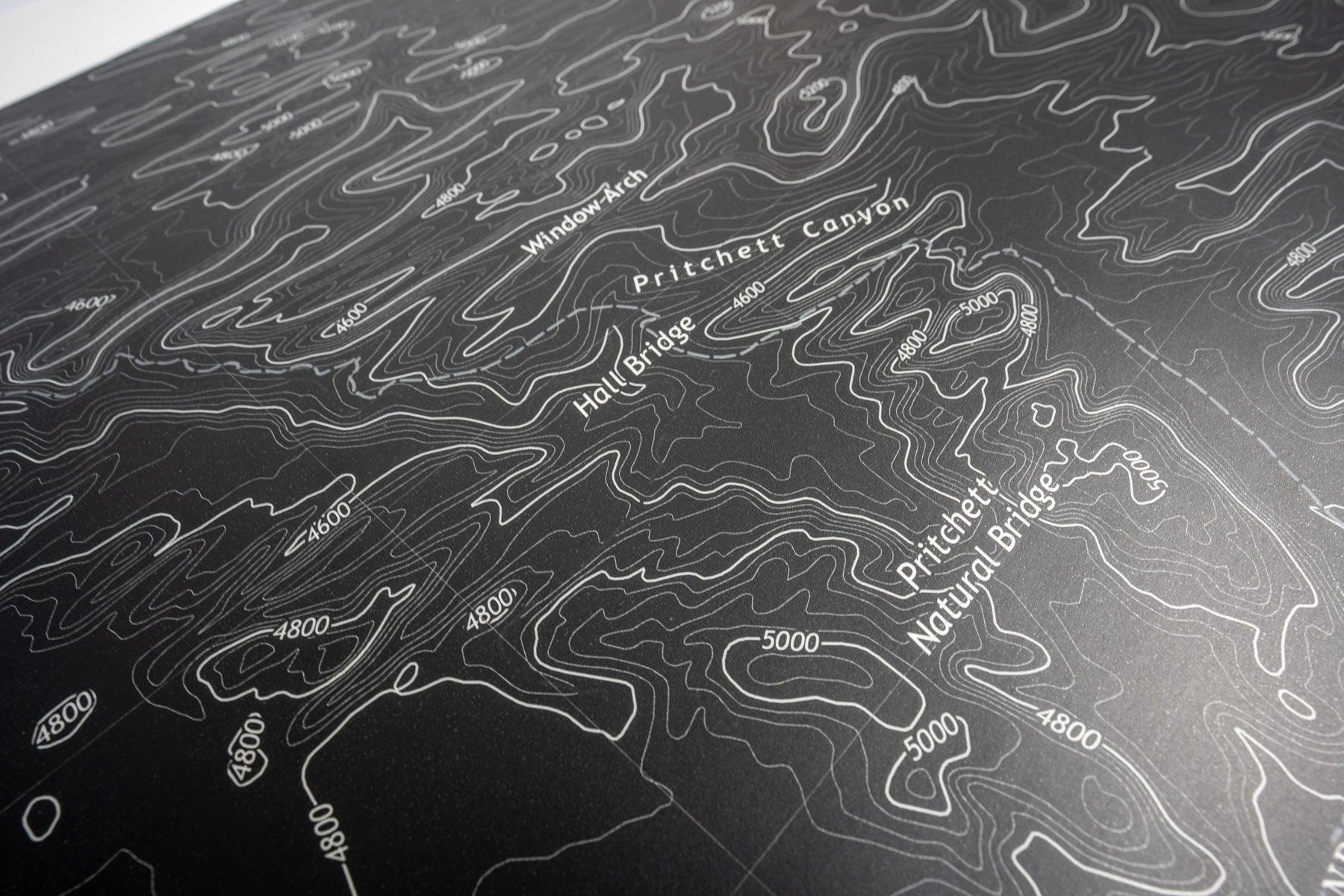 Stealth Black Moab Topographic Map Hood Overlay (Printed Series) - 2021+ Bronco StickerFab