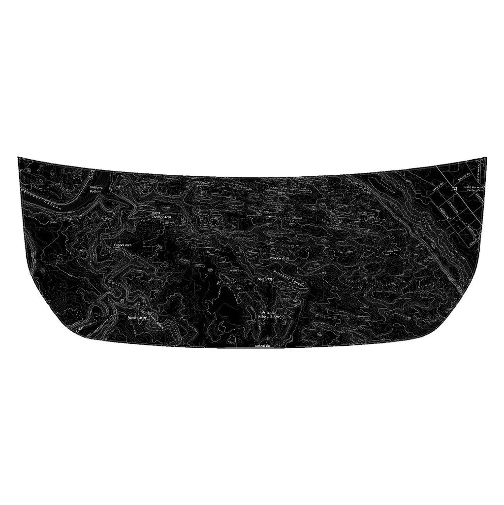 Stealth Black Moab Topographic Map Hood Overlay (Printed Series) - 2021+ Bronco StickerFab