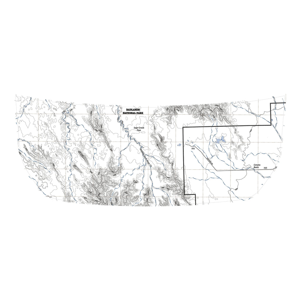 Stealth Clear Badlands Topographic Map Hood Overlay - 2021+ Bronco StickerFab